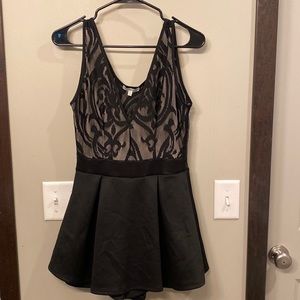 Charlotte Russe size medium black skort mini cocktail dress with lace